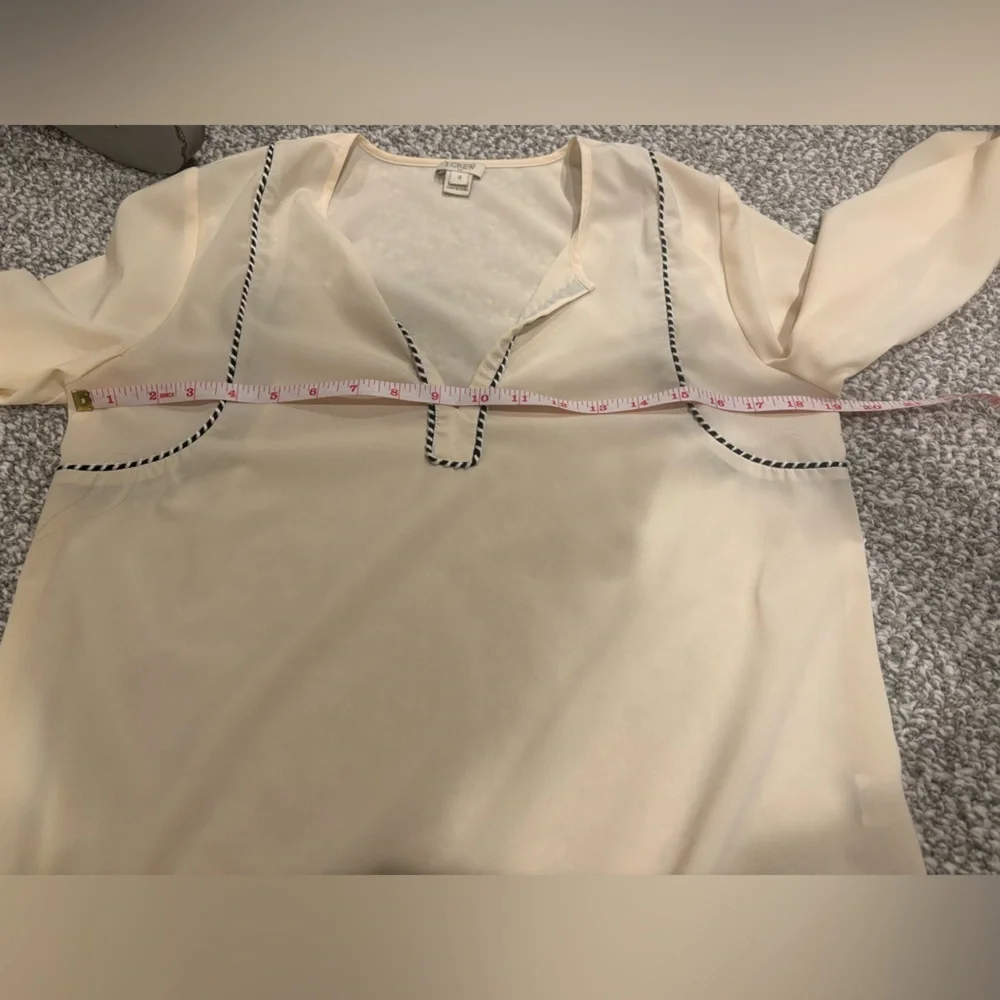 J. Crew Cream Blouse with Black Trim